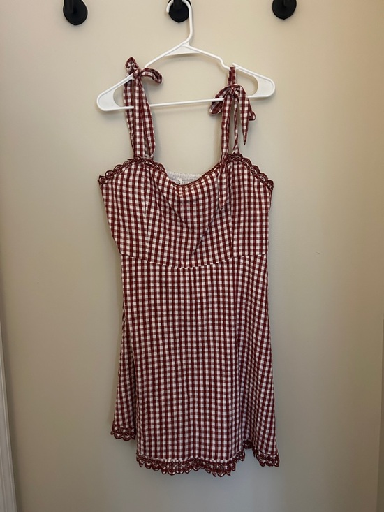 American Eagle Outfitters Dresses & Skirts - American Eagle Outfitters Red and White Gingham Tie-Strap Mini Dress